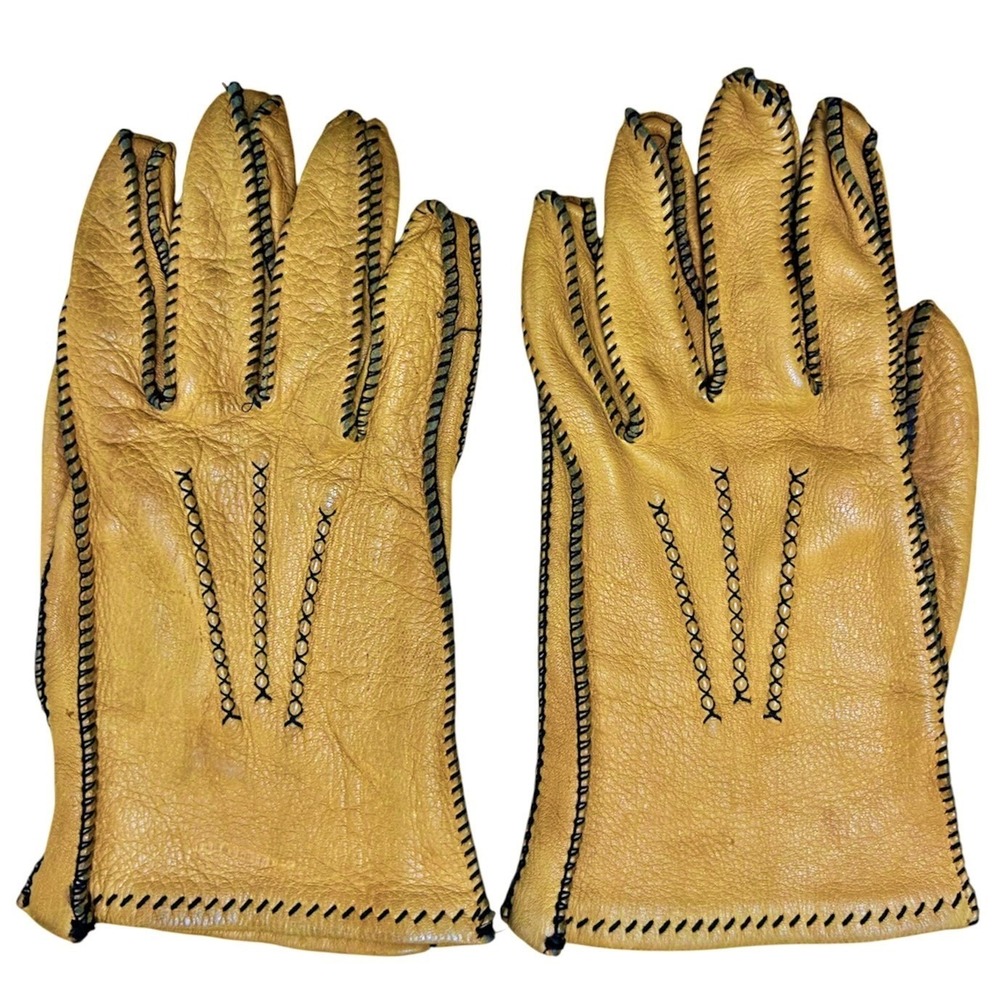Vintage Osborn Leather Gloves Melloskin 10 Tan Yellow Ranch Cowboy Driving Work